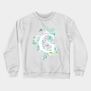 Botanical alphabet G green and purple flowers Crewneck Sweatshirt